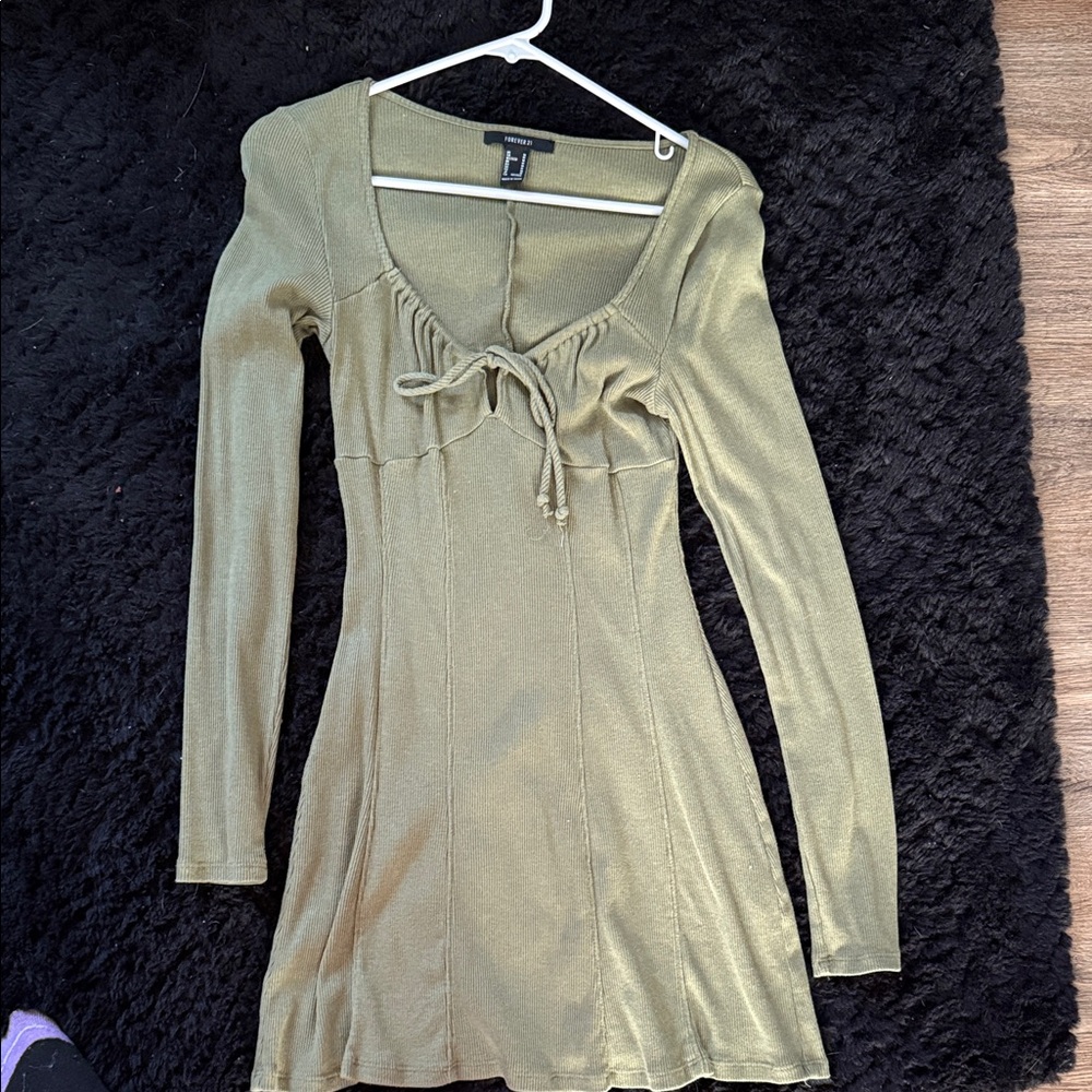 Forever 21 Olive Long Sleeve Dress